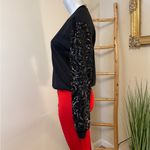 Navie Women's Black Long Sequined Sleeve Crew Neck Sweatshirt Size M EUC Size M Photo 5