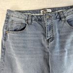 Madden Girl L Large 32 Jeans Baggy Mid Rise Wide Leg Med Wash Distressed Skater Photo 3