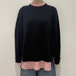 Ted Baker  Lissiah Wool Layered Sweater Mock Neck Navy Blue Pink Small Preppy Photo 4