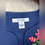 Go Softly Patio chambray floral embroidered short sleeved patio dress sz Small Blue Photo 1