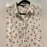 Velvet Heart  Linen Blend Short Roll Sleeve Button Down Shirt Cherry Print Size S Photo 1