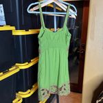 Aryeh  100% Cotton Green Dress with Purple Embroidery Size Medium Photo 7