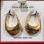 House of Harlow 1960 | Faux Agate Style Hoop Earrings Gold Photo 1