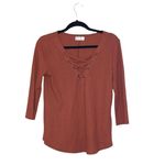 Maurice's 24/7 Burnt Orange Strappy Front Waffle Knit Top Photo 0