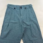 Sundance  Blue Gingham Plaid Linen Blend High Rise Tapered Ankle Pant 2 Photo 1
