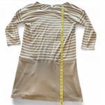 Joan Vass Tan and White Striped Pocketed Tunic Dress Medium Photo 2