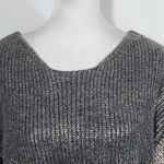 Gianni Bini Gray and Gold Cropped Sweater with Twist Back Detail Size Small Photo 2