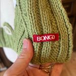 Bongo Crochet Acrylic Cream Winter Scarf with Green Accent Womens Girls Photo 3