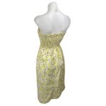 H&M  Yellow Floral Strapless Sleeveless Smocked Midi Bandeau Tube A-line Dress XS Photo 1