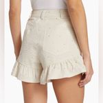 Cinq à Sept Neema Rhinestone Seersucker Shorts Cream Size 4 Ruffle Chic Preppy White Photo 2