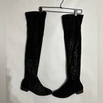 EXPRESS  Black Floral Embroidered Over-the-Knee Boots Size 7 Photo 1