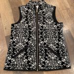 Charter Club  Woman Black & White Floral Velour Quilted Vest Size Petite 2 Photo 2