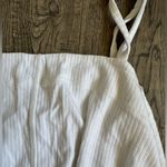 Free People  Women's White Ribbed Square Neck Marissa Bodysuit Photo 2