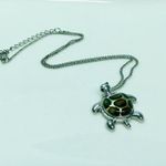Sea Turtle Charm Necklace Silver Photo 3
