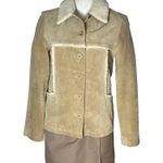 Wet Seal Beige Suede Jacket Sherpa Accents Juniors Size Small Vintage Y2K Photo 0