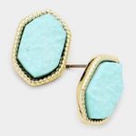 Brand New Womens Genuine Druzy Hexagon Earrings in Mint Green Green Photo 0