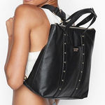 Victoria's Secret Studded Convertible Black Backpack Handbag Purse Tote Travel Photo 0