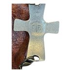 Lenny & Eva Leather Cross Bracelet Faith Over Fear Religious Silver Tone Boho Brown Photo 8