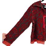 Vintage Produce Company Women's Red Brocade Burnout Jacket Size Medium Goth Photo 7