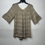 Faded Glory  Women’s Light Brown Knit Top Size M Medium Crochet Boho Sheer Casual Photo 0