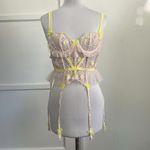VS FOR LOVE & LEMONS Daisy Embroidered Corset Bustier XXS Neon Pink Garter FW22 Photo 1
