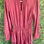 Bobi NWT- Black Long Sleeved Dress in Wine | Tiered | Smocked Stretch Waist Photo 9