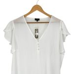 Zenobia  White Flutter Sleeve V Neck Blouse size 2X Sheer NWT Photo 1