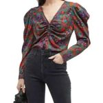 Veronica Beard NWT Simmons Paisley Floral Silk Blend Top Flame Red Multi Size 8 Photo 0