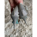 Betsey Johnson  Glitter Silver Heels Sz 5.5 VTG Glam Party Sparkle Wedding Date Photo 3