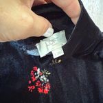 Loft Women's Velvet Mockneck Shift Dress Black Floral, Size Large Long Sleeve Photo 1