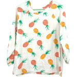 Loft  size medium pullover sweater sweatshirt‎ white all over pineapple print Photo 0