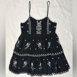 Urban Outfitters  Hanna Embroidered Scalloped Mini Dress - Black/Ivory - S Photo 3
