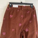 PacSun NWT Brown pink cargo joggers elastic waist brown hearts baggy corduroy Photo 6