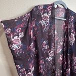 Floral Kimono Top Fringe Hem Womens One Size Lightweight Duster Long Multicolor Photo 3