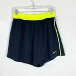 Nike  Dri-Fit Black & Neon Yellow High Rise Athletic Gym Shorts Photo 3