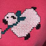 Hanes vintage pink embroidered sheep heart pullover sweatshirt Photo 2