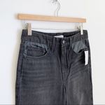 Good American Good Vintage Straight Jeans High Rise Leather Trim Black Size 0 Photo 1