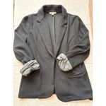 Skies Are Blue  Black Knit Open Front Blazer Jacket Cuffed Sleeves Women's Large Photo 3