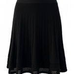 Max Studio  Black Ribbed Knit A-Line Skirt with Crochet Hem, Size Large, Like New Photo 0