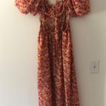 For Love & Lemons  FL&L Felicia Chiffon Midi Dress in Red Floral Size Medium Photo 11