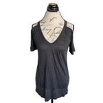 Chaser  Womens Blouse Shirt Sz Small Cold Shoulder Linen Blend Rock Punk Edgy Y2k Photo 1