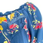 Angie  Floral Off-Shoulder Boho Bell Sleeve Romper Blue Multicolor Size Medium Photo 2