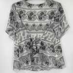 Marybelle Paisley Womens Top Sz 2X Y2K USA Boho Chiffon Flowy Festival Tie Back White Photo 4