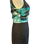 T Tahari T. Tahari Floral Dress with Bright Green Side Zipper Sz 4 Photo 7