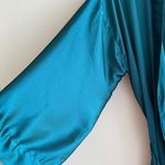 Bridesmaid Teal and Gold Silky Bathrobe, Size S/M Blue Photo 3