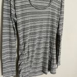 prAna  Gray White Stripe Hoodie Scoop Neck Small Photo 4