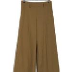 Adrianna Papell Women's Bronze Olive Flat Front Wide Leg Pants Size 12 Photo 0