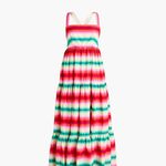 J.Crew NEW Women Tiered Maxi Dress Stripe 4 Red Green Preppy Colorful Vacation Photo 7