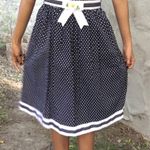 Macy's Polka dot skirt, long skirt, navy skirt, bow skirt, knee length skirt, tea skirt Photo 2