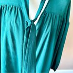 Time And Tru  | Emerald Green Pinstriped Balloon Sleeve Button Down Blouse Sz 2XL Photo 2